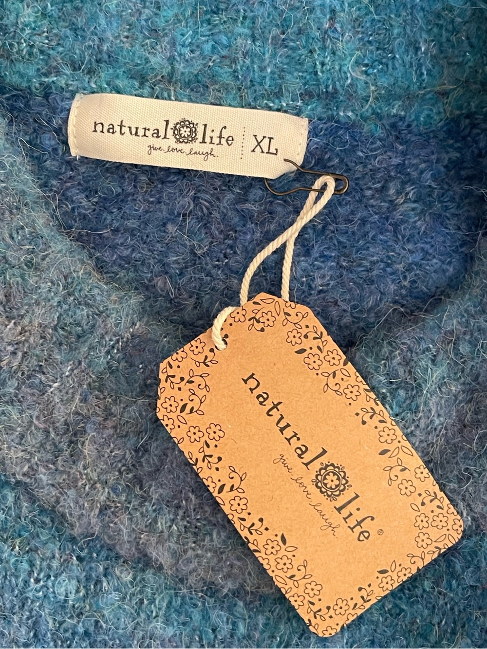 Natural Life Blue Ombré Tunic Sweater size XL Oversized Coastal Chic Boho Artsy - Picture 6 of 9